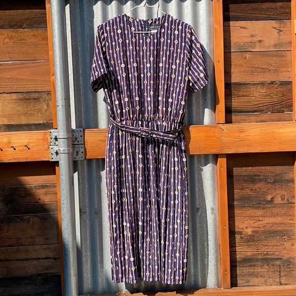 Vintage 80's Nautical Print Breli Belted  Dress - Picture 1 of 3